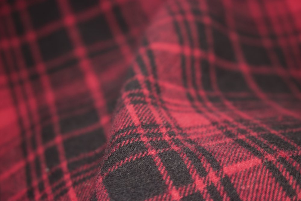 Red plaid flannel fabric cloth