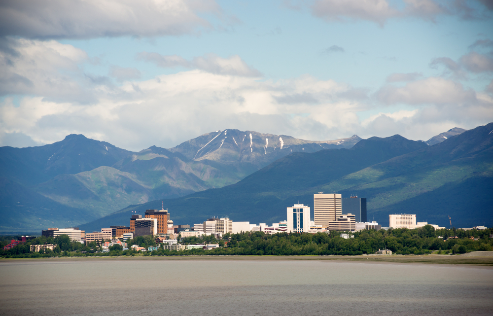 Office Buildings City Skyline Downtown Anchorage Alaska United S
